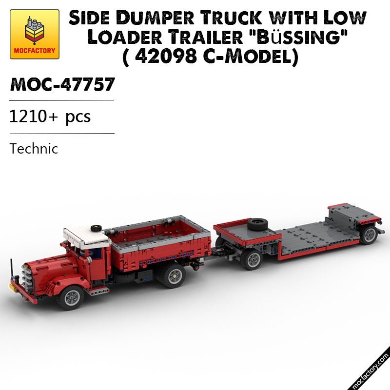 MOC 47757 Side Dumper Truck with Low Loader Trailer Bussing 42098 C Model Technic by time hh MOC FACTORY - LEPIN Germany